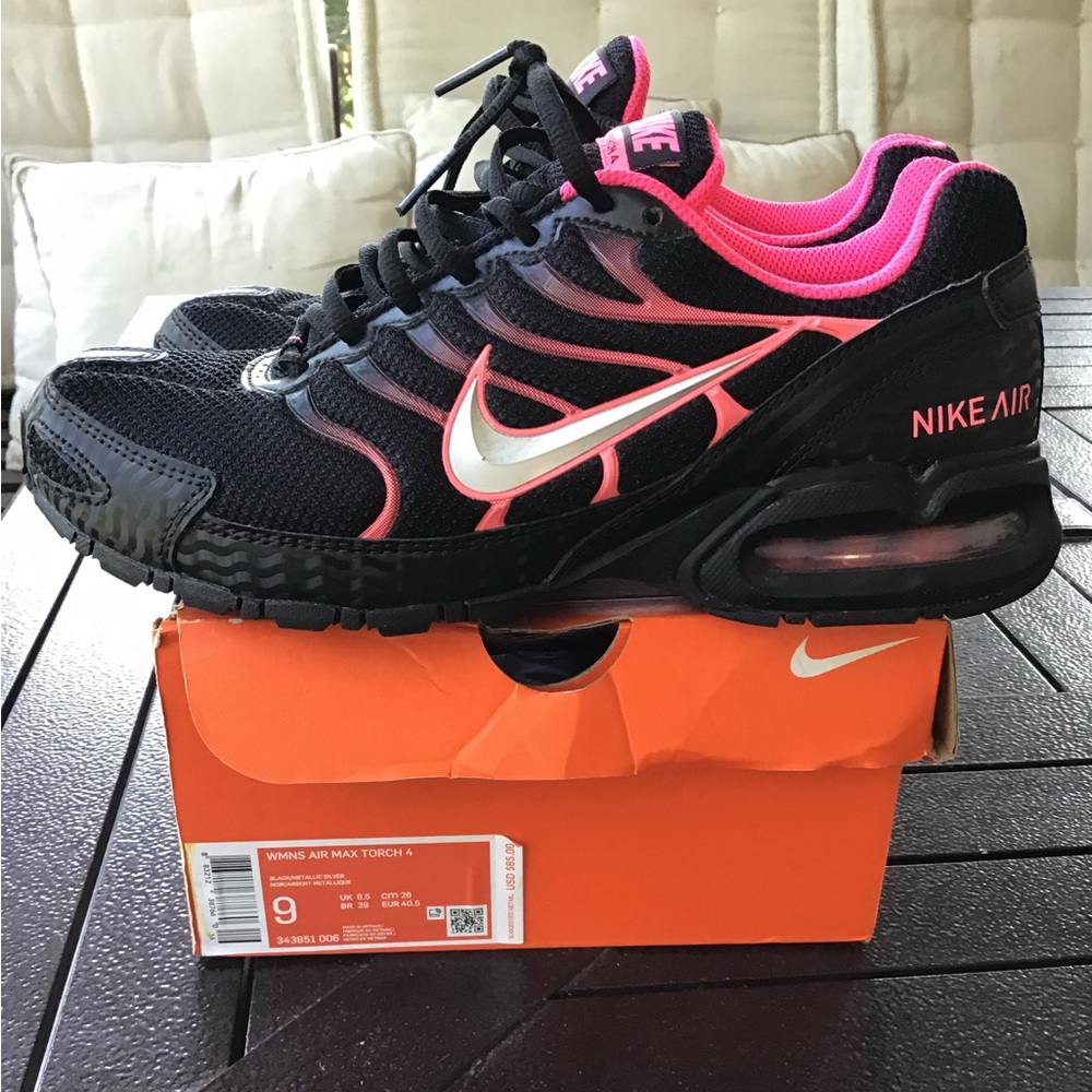 Nike Air Max Torch 4 Women's Size 9 Running Shoes Black Pink-EUC